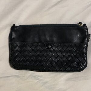 Bottega Veneta Black Woven Leather Clutch